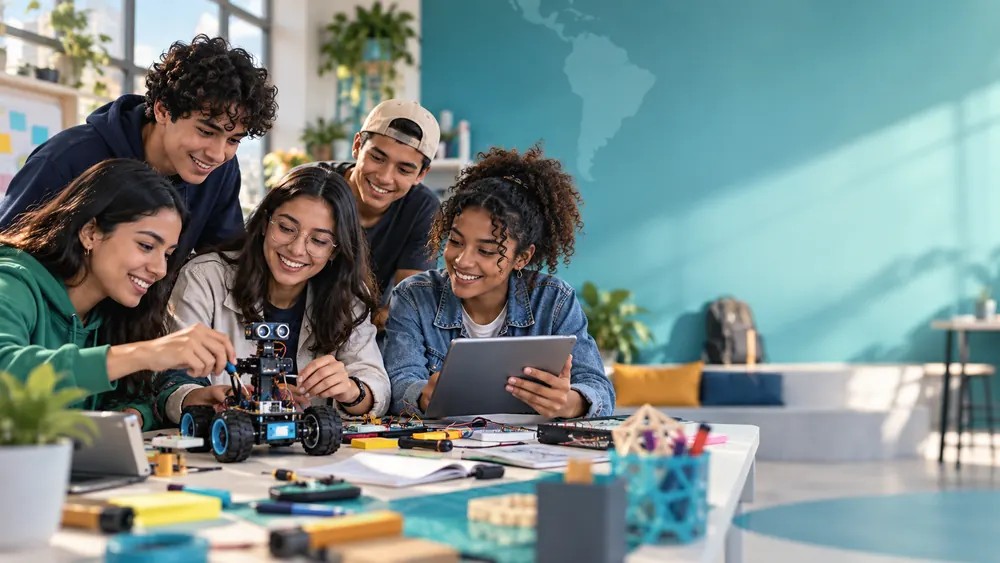 Jóvenes participando en una experiencia STEAM de robótica